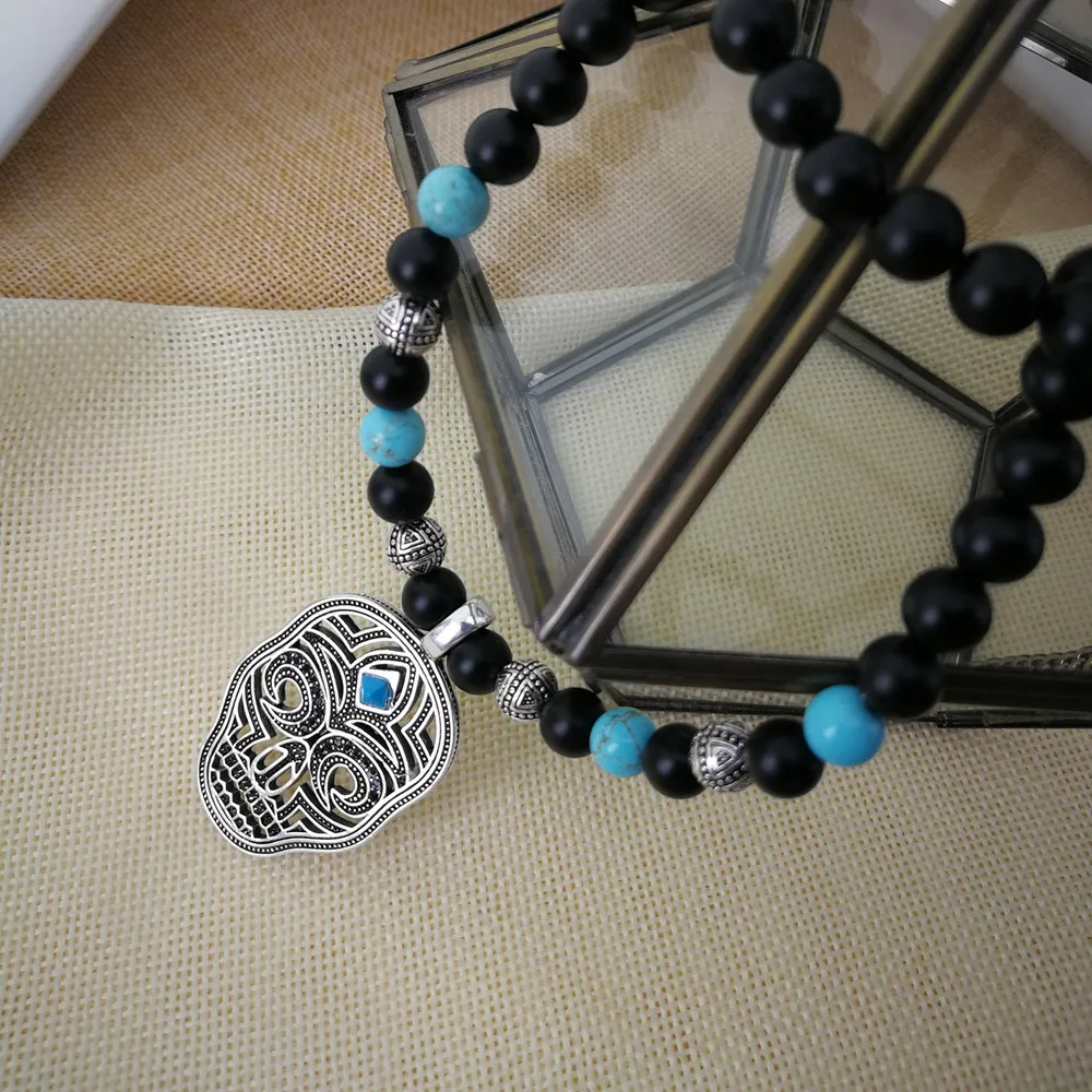 Thomas Skull Mask Pendant with Back Beads Necklace Rebel Heart Punk Bijoux Jewelry Gift For Men TS N298 | Украшения и аксессуары