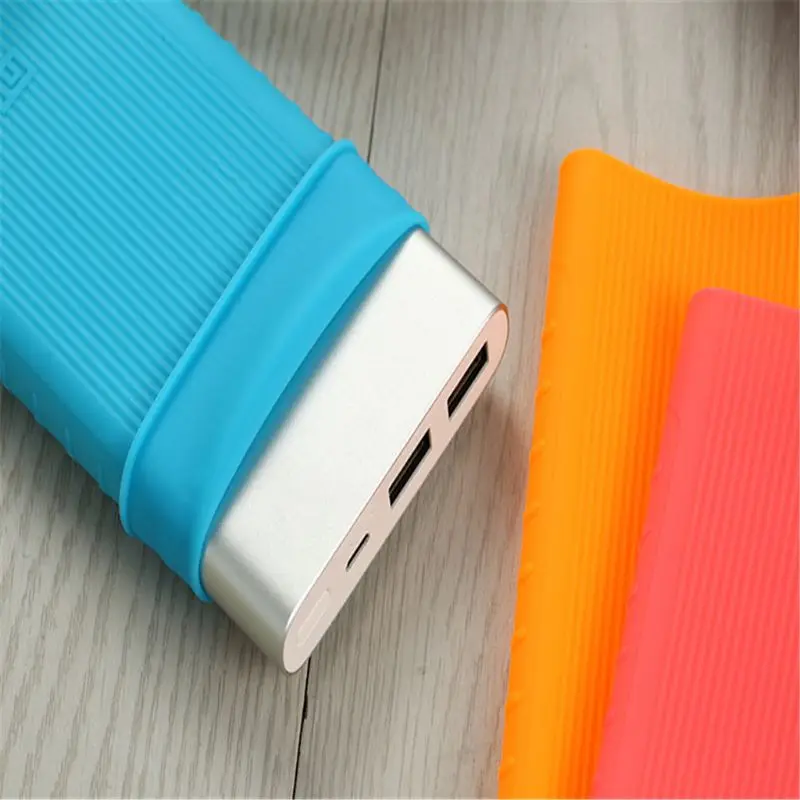Silicone Protector Case Cover For Xiao mi Power Bank 2 10000 mAh Dual USB Port Skin Shell Sleeve bank Model PLM09ZM |