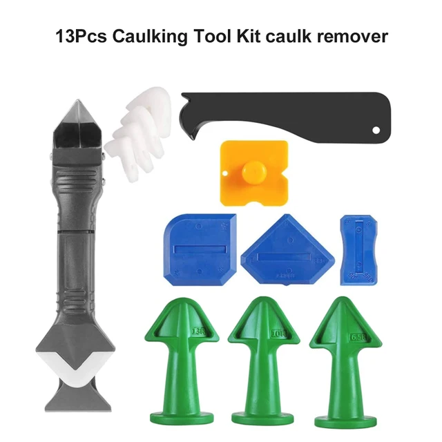 13Pcs Hand Caulking Tools Kit Caulk Remover Tools Silicone Sealant Finishing Tool Caulk Nozzle Applicator Tool for Window
