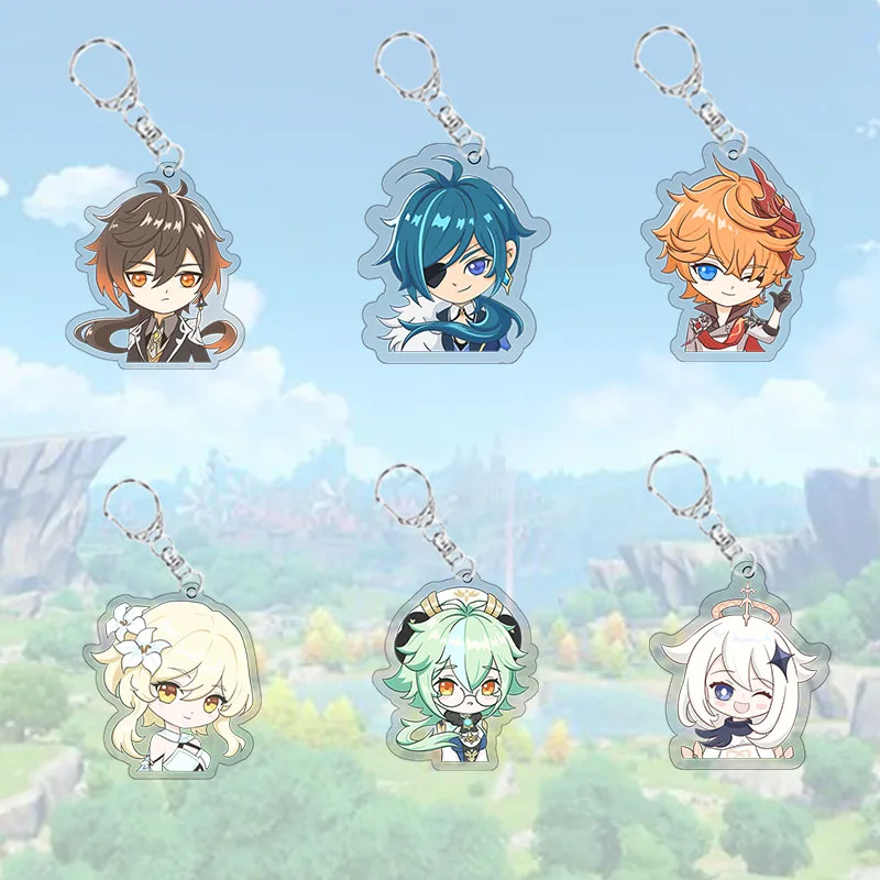 Пользовательский Аниме игра Genshin ударопрочный акриловый брелок для ключей