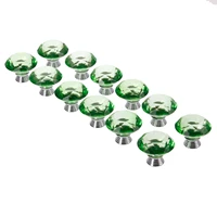 12pcs green crystal glass knobs 40mm diamond shape knob for furniture drawer wardrobe cabinet kitchen pull handle