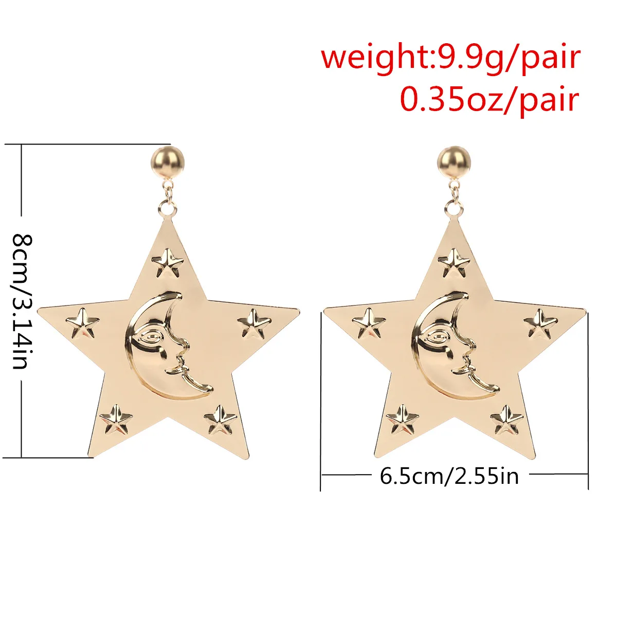 Серьги с подвеской в виде большой пентаграммы Женские Ювелирные украшения стиле