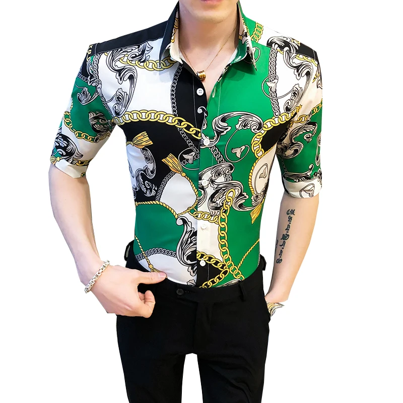 

Men's Floral Shirt Half Sleeve Summer 2021 New High Quality Brand Streetwear Casual Slim Printed Fashion Men's Clothing Shirt