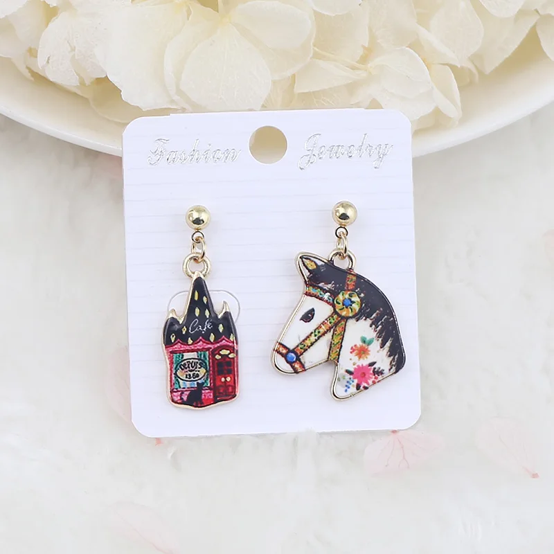 Серьги подвески с эмалью женские милые корейские ювелирные украшения в виде