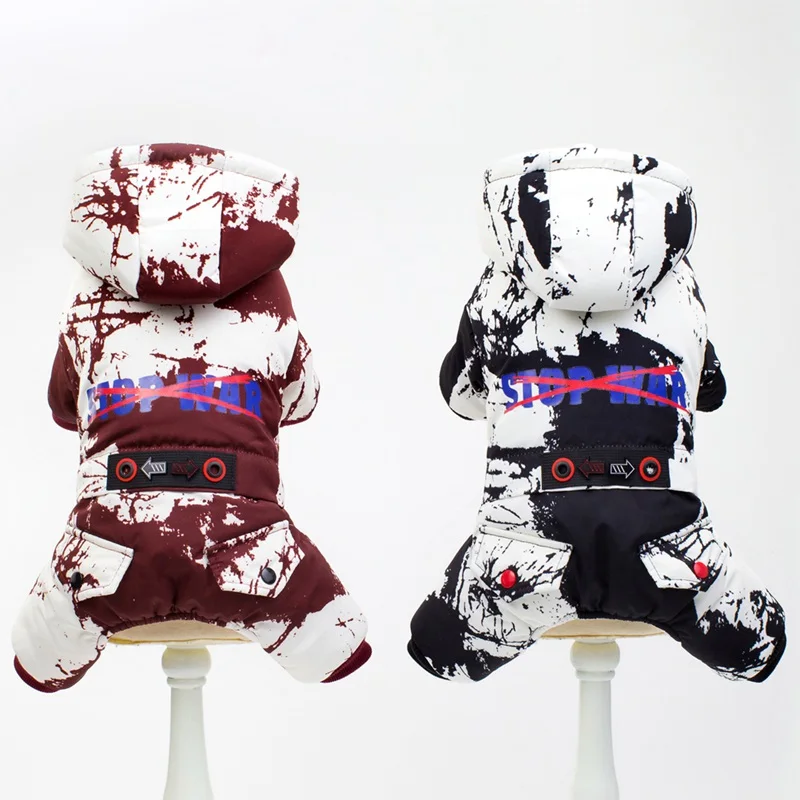 Рождественская теплая зимняя одежда с хлопковой подкладкой для собак 4 Леггинсы