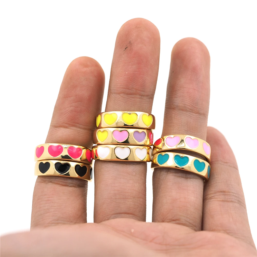Красочное эмалированное Открытое кольцо в форме сердца модное и романтическое