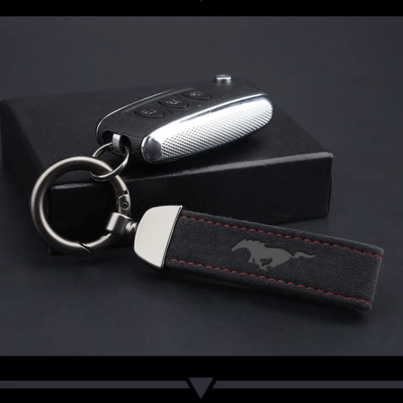Hot Fashion Metal Leather Car logo Keychain 4s Shop Business Gift Custom Auto Key Accessories For Ford mustang GT 2020 2019 2018