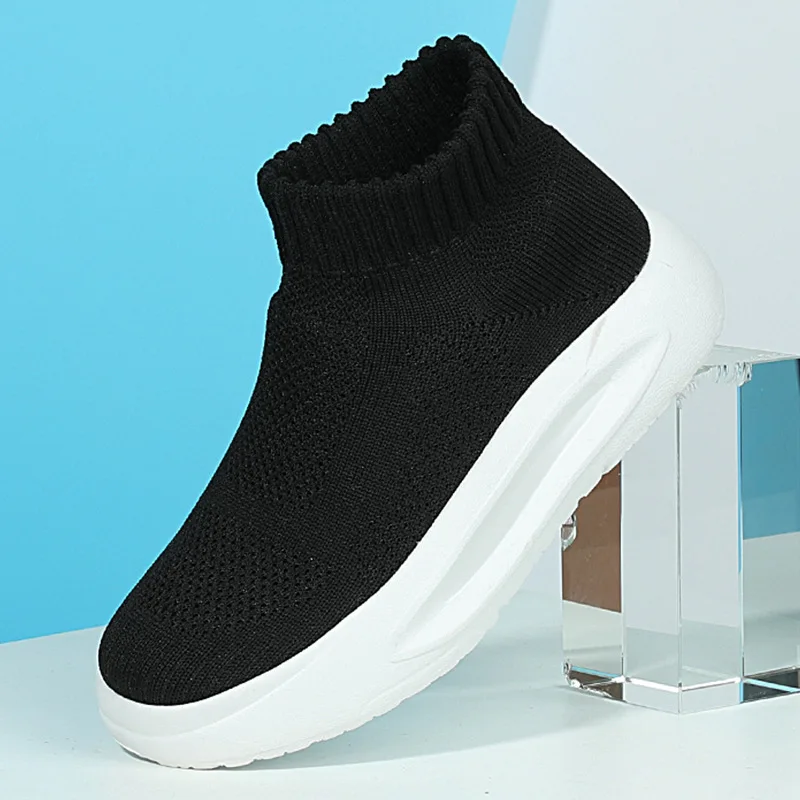 Zapatos informales para ni&ntilde;os y ni&ntilde;as, zapatillas para correr, calcetines de punto, deportivas, botas suaves antideslizantes, el&aacute;sticas de alta calidad-5