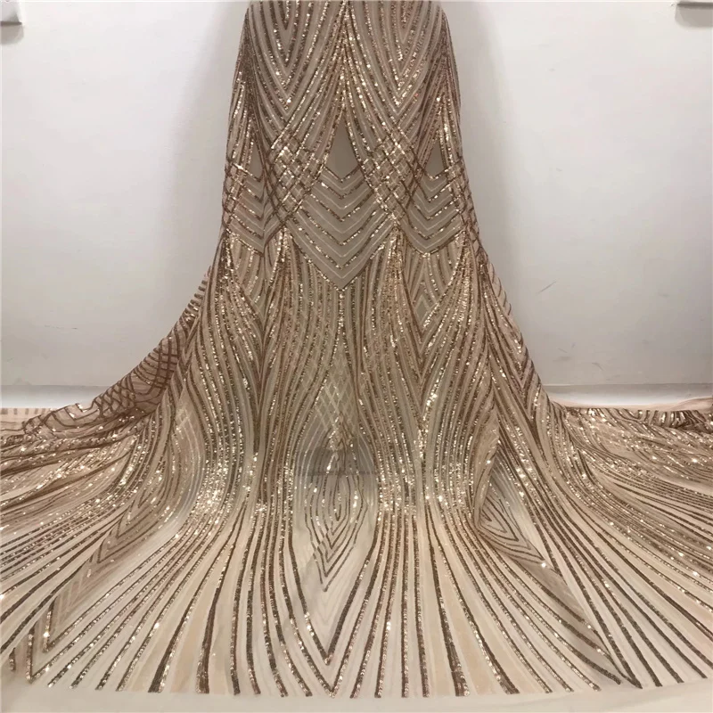 5 ярдов мягкая африканская кружевная ткань с золотыми блестками