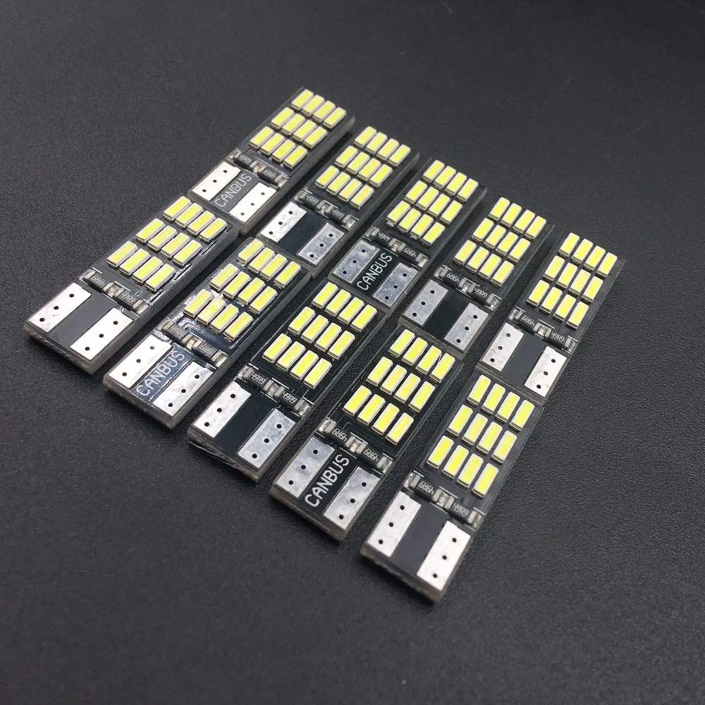 Автомобильные светодиодные лампы T10 W5W 24SMD Canbus 24led 4014 SMD без ошибок 12 В