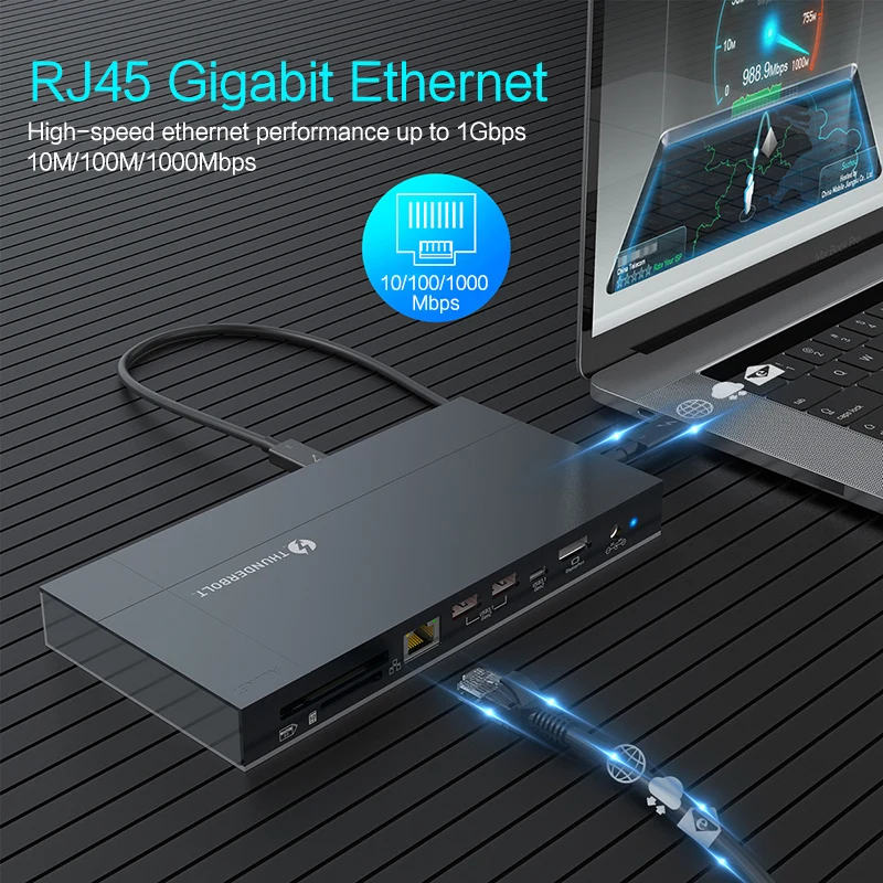 

HUWEI Thunderbolt 3 40Gbps USB-C HUB to 8K Dock Station Video DC 60W USB C Type C Cable Splitter Display Port For Mac OS Windows