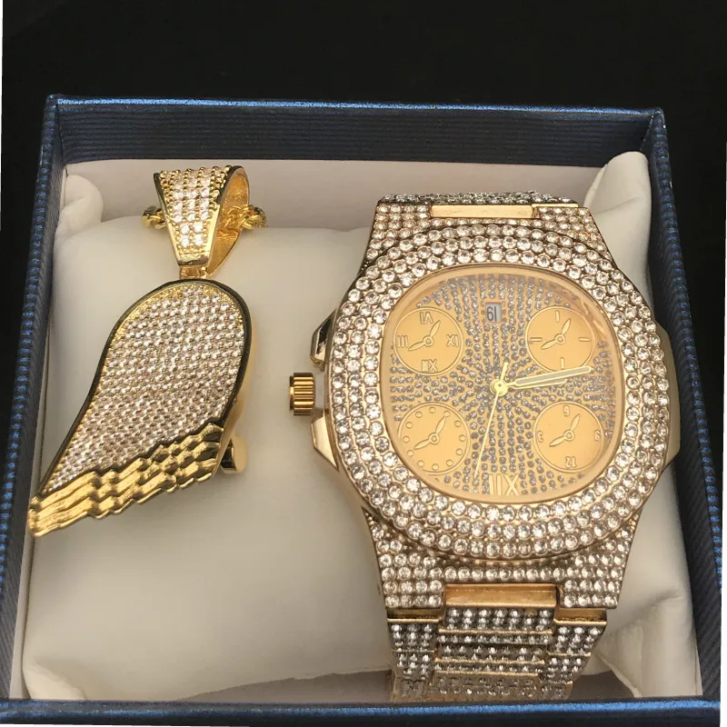 Часы наручные мужские в стиле хип хоп роскошные стильные ювелирные украшения с