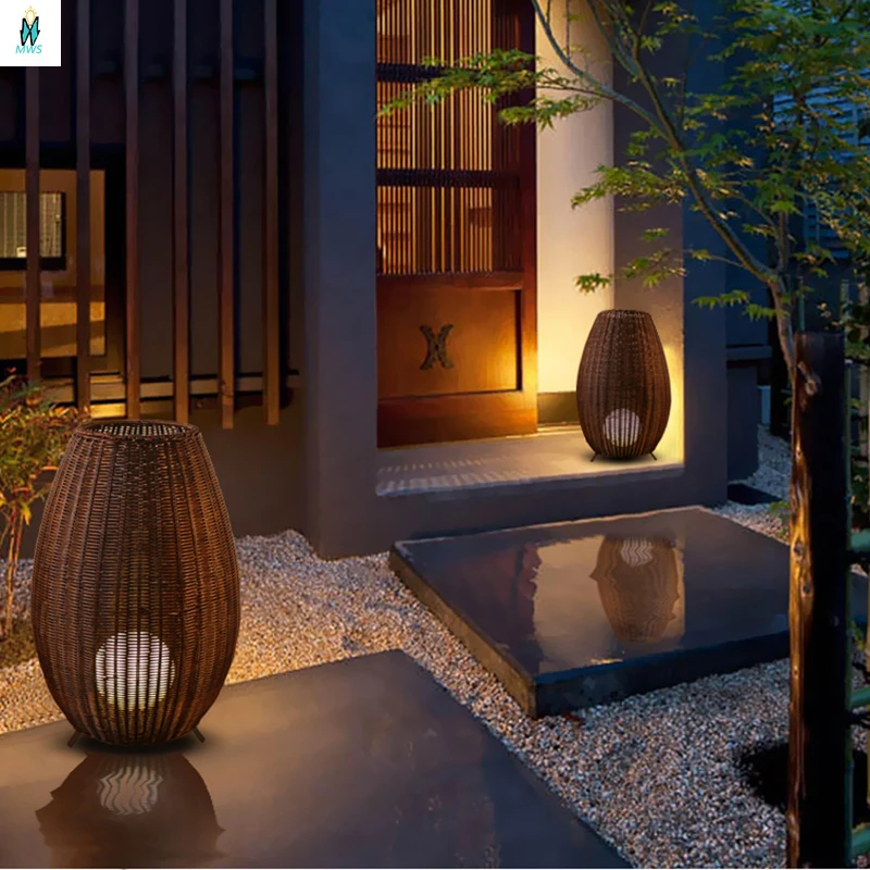 Напольная Лампа из натурального ротанга Азиатский комнатный светильник для