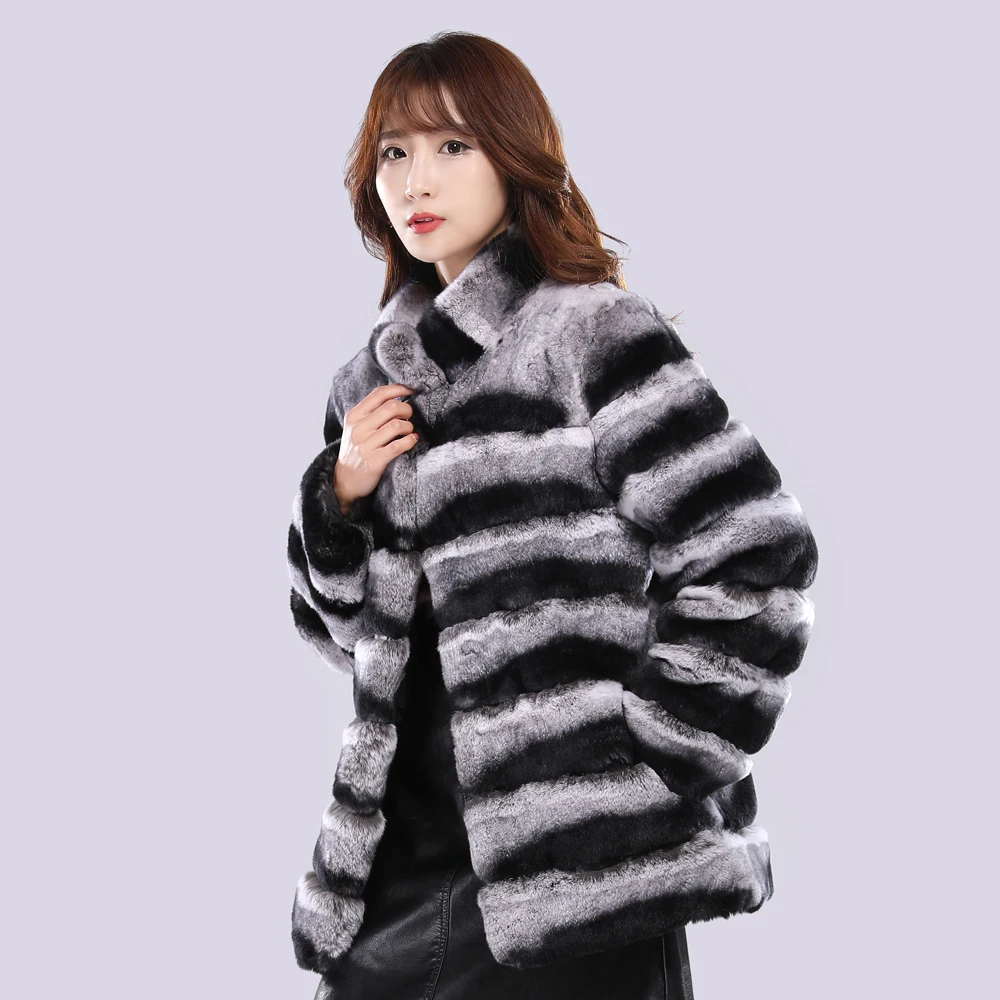 Пальто из натурального меха шиншиллового кролика Рекс куртка пальто верхняя