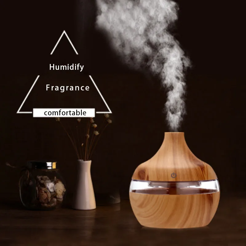 Electric Humidifier Aroma Oil Diffuser Ultrasonic Wood Grain Air USB Mini Fog Machine LED Light | Дом и сад