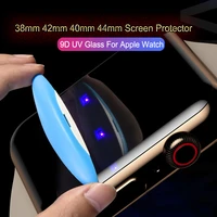 uv glue tempered glass for apple watch series 4 5 6 se 1 2 3 screen protector iwatch 42 38 40 44 mm smart watch protective film