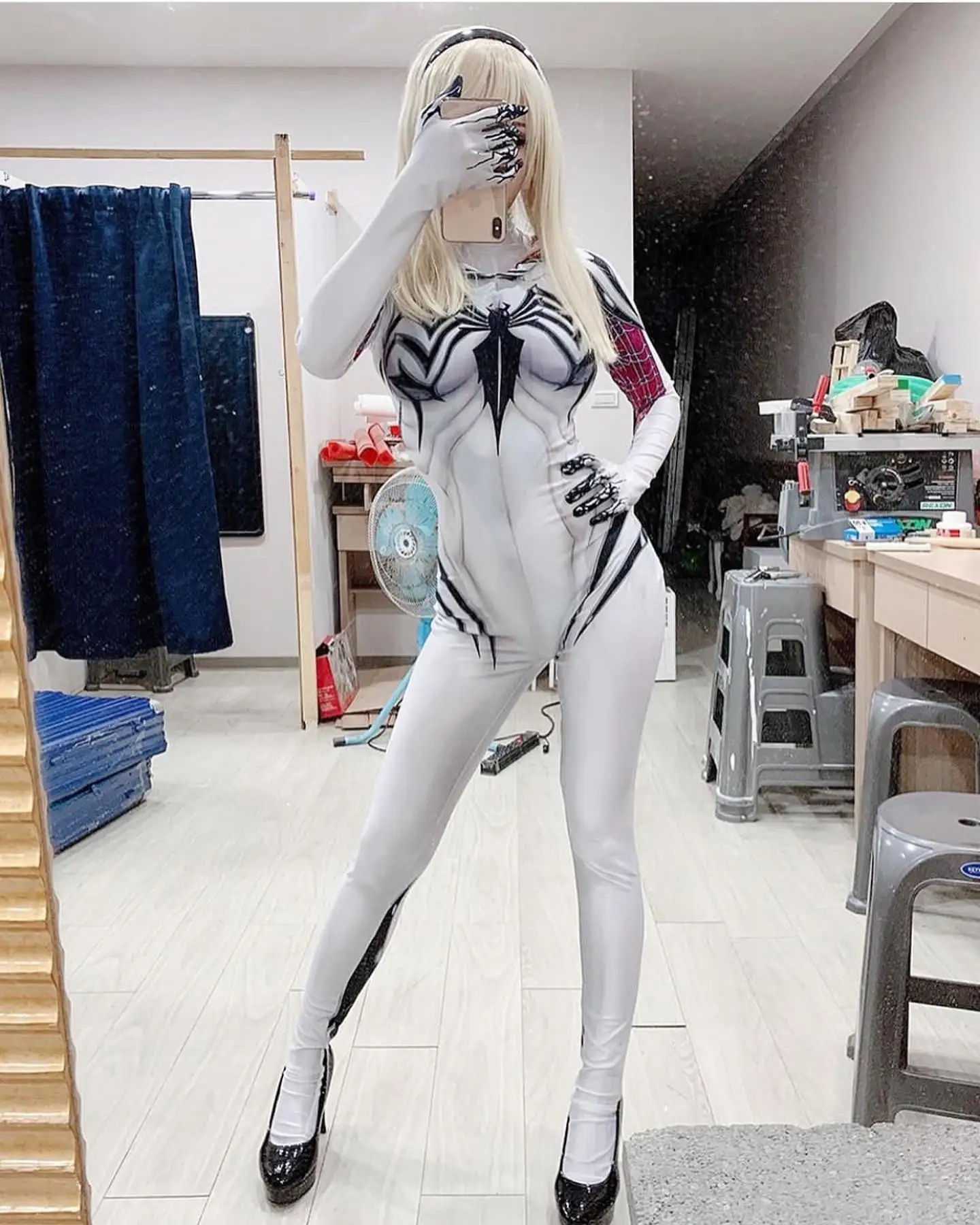 

Gwen Stacy Cosplay Costume Anti-Gwenom Female Girls Woman Halloween Superhero Zentai Suit Full Bodysuit Adults Kids Jumpsuit
