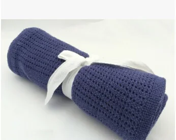 Dark blue Детское хлопковое супер мягкое одеяло для мальчиков, детское полотенце для коляски, детское полотенце для купания, одеяло для новорожденных - Цвет: Dark blue