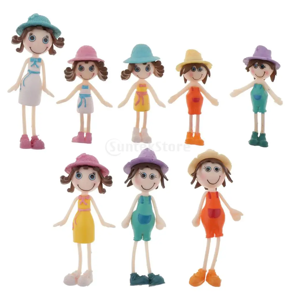 

8pcs 1/12 Dollhouse Mini Dolls Model Cute Cartoon Figures, Kids Role Play Toys