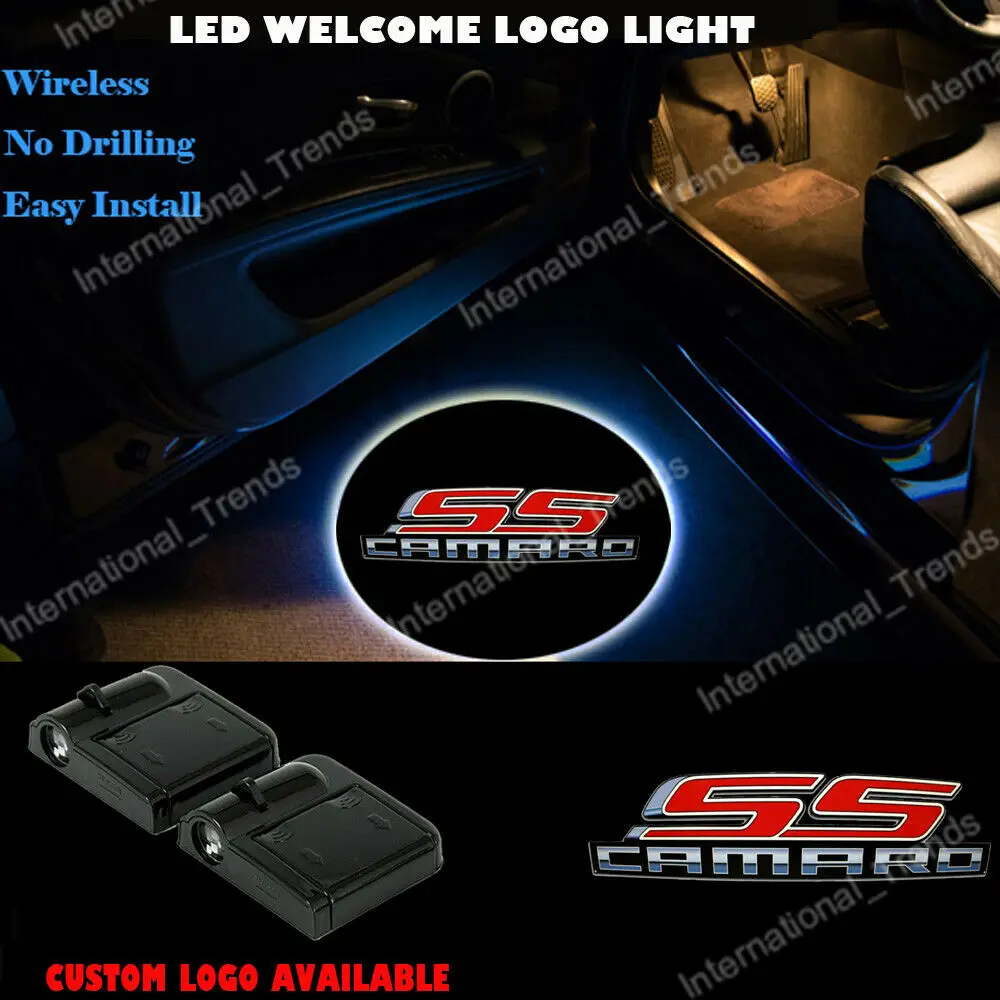 

Беспроводной красный логотип SS для двери автомобиля, светодиодный проектор приветствия, привидение, светильник для Z28 ZL1, Camaro, аксессуары дл...
