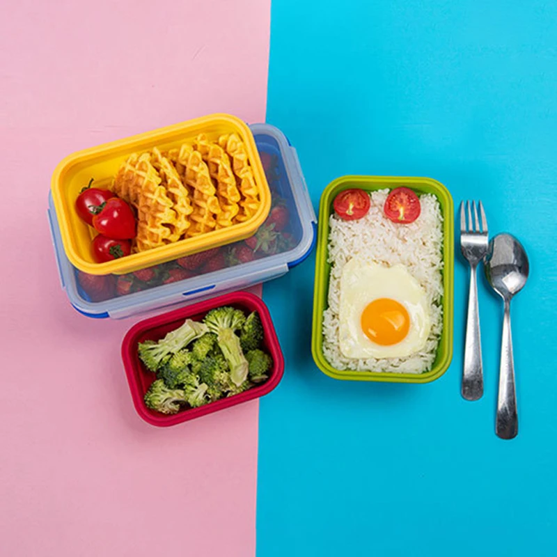 500 мл складной силиконовый Ланч-бокс Портативный для микропосуды прямоугольный
