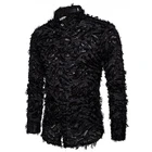 Мужская рубашка с перьями, с длинным рукавом, повседневная Осенняя рубашка, гавайская мужская одежда