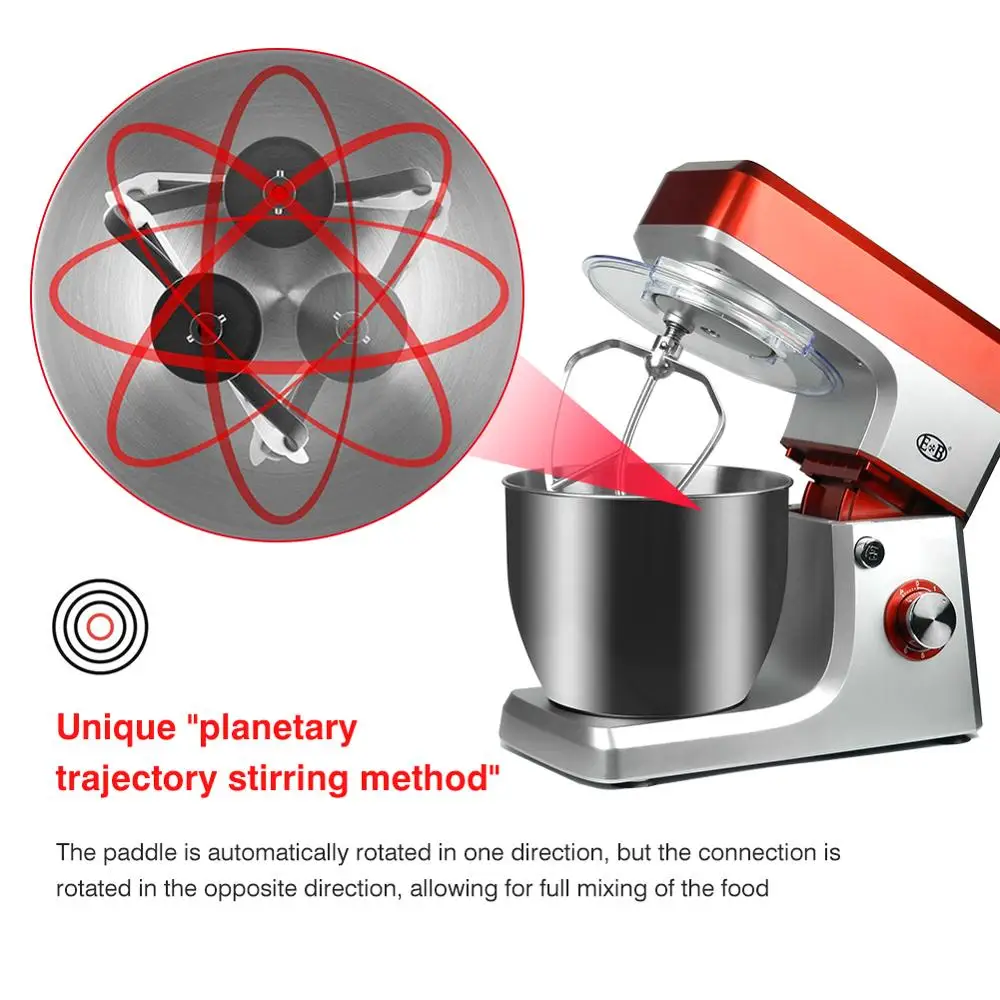 Электрический кухонный миксер 1200 Вт 7л ручной с чашей для смешивания теста