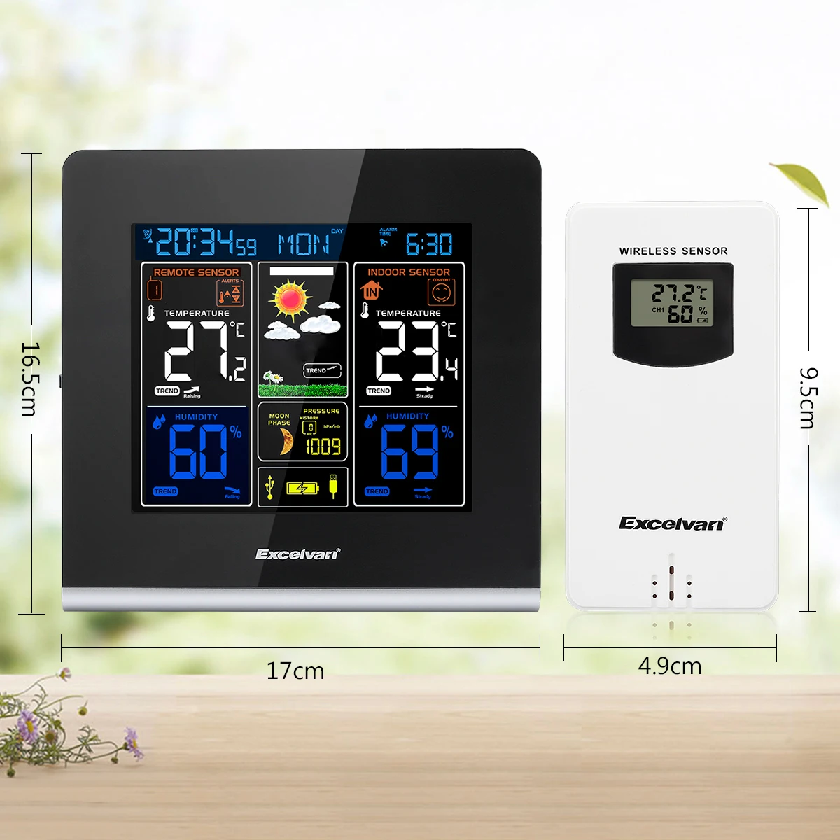 2018 Excelvan LED Digital RCC Wireless Weather Station High Definition LCD Display Outdoor Sensor Snooze Alarm Clock | Дом и сад