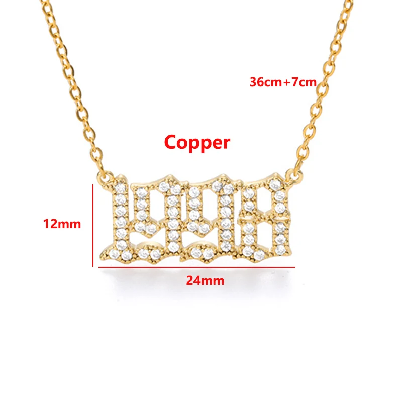Zircon Birth Pendant Necklace For Women Crystal 1995 1996 1997 Year Number Gold Chain Birthday Gift from 1985-2020 BFF | Украшения и