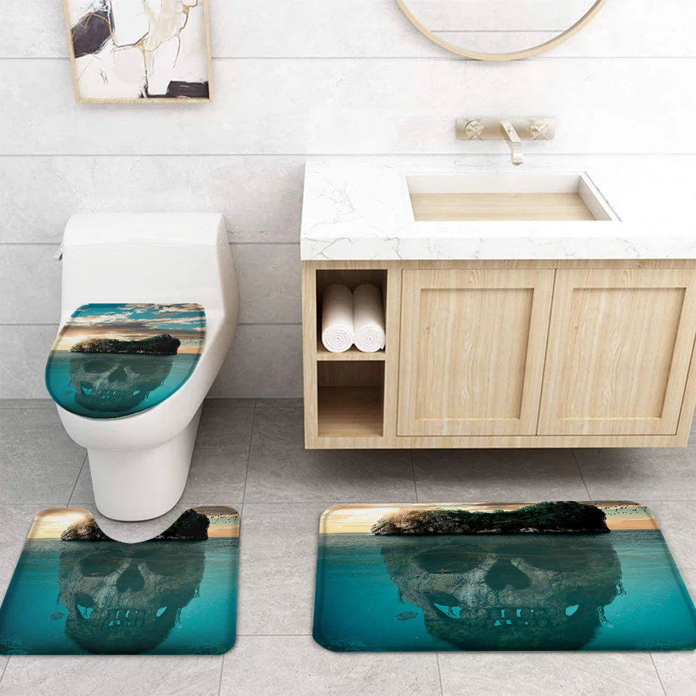 Хэллоуин каркасный остров занавеска для душа чехол унитаза набор аксессуаров