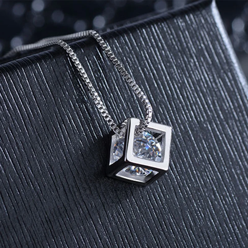 Модный Кубик Рубика с кристаллом из двойной подвески ожерелье серебряного цвета