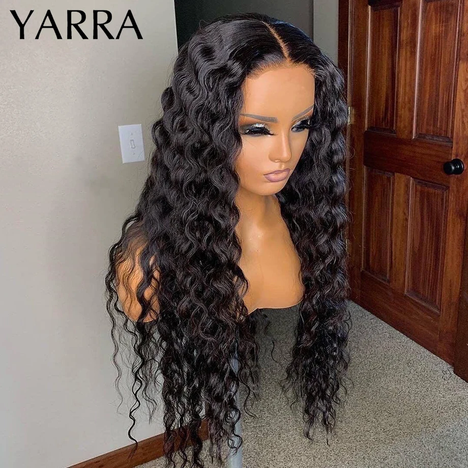 

Парик YARRA из натуральных человеческих волос с глубокой волной, предварительно выщипанные HD кружевные передние парики из черных волос 13X4 для...