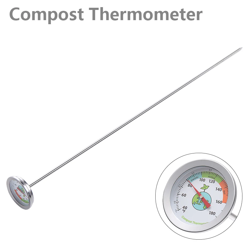 

Compost Thermometer Stainless Steel Garden Soil Ground Dial Display Easy-to-Read For Indoor & Outdoor Potting And Gardening