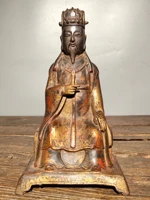 9chinese folk collection old bronze cinnabar lacquer zhuge liang military strategist wolong sitting enshrine the buddha