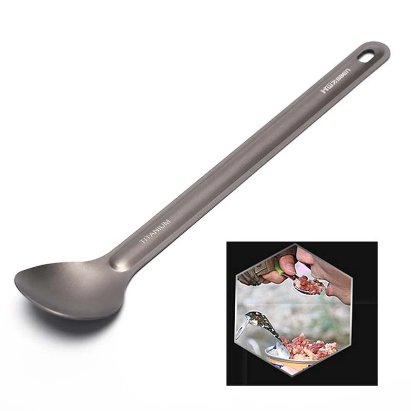 

Camping Spoon Outdoor Tableware Titanium Spoon New Long-handled Titanium Spoon