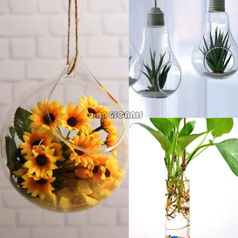 

Transparent Hanging Glass Ball Vase Flower Plant Pot Terrarium Container Party Wedding Decor