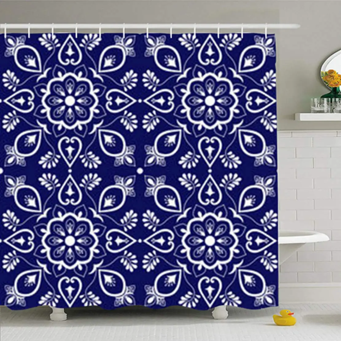 Занавески для душа дизайнерская плитка в ванной Мексиканский узор цветочные