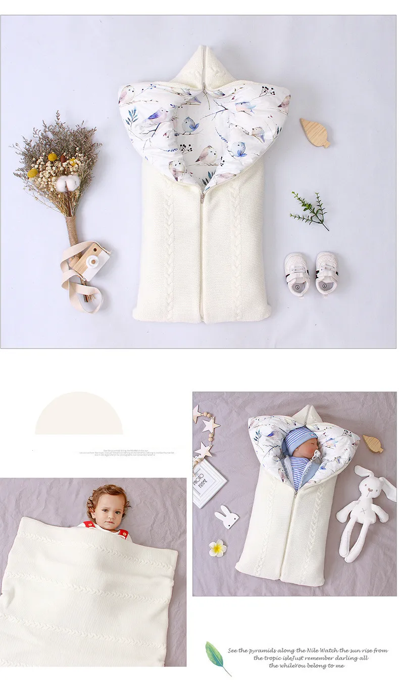 Newborn Winter Swaddle Infant Thicken Anti-kick Sleeping Bag Baby Autumn Winter Envelope Zipper Sleeping Bag Kids Blanket Quilt
