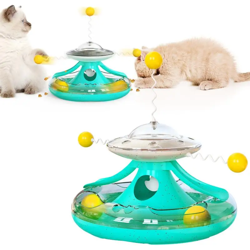 

Pet Cat Fidget Toy Tumbler Track Leakage Food Turntable Cat Dog Accessories Baseball Kitten leakage Tease Relieve Boredom