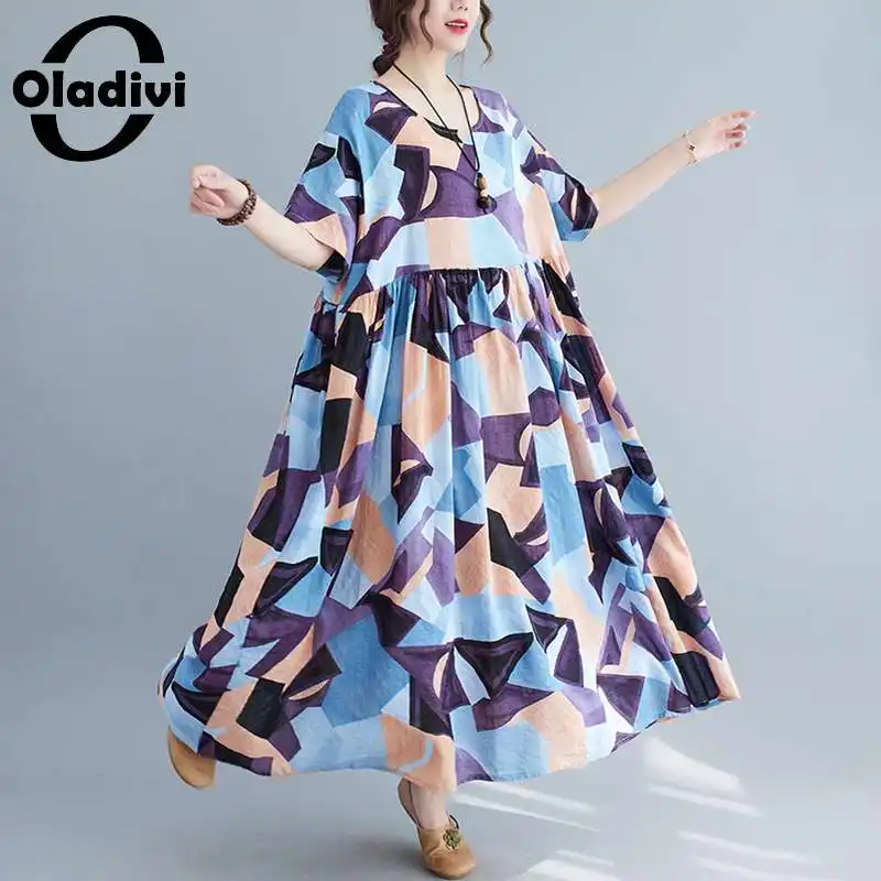 

Женское платье-туника Oladivi, летнее, длинное, в стиле бохо, для отдыха и пляжа, большого размера