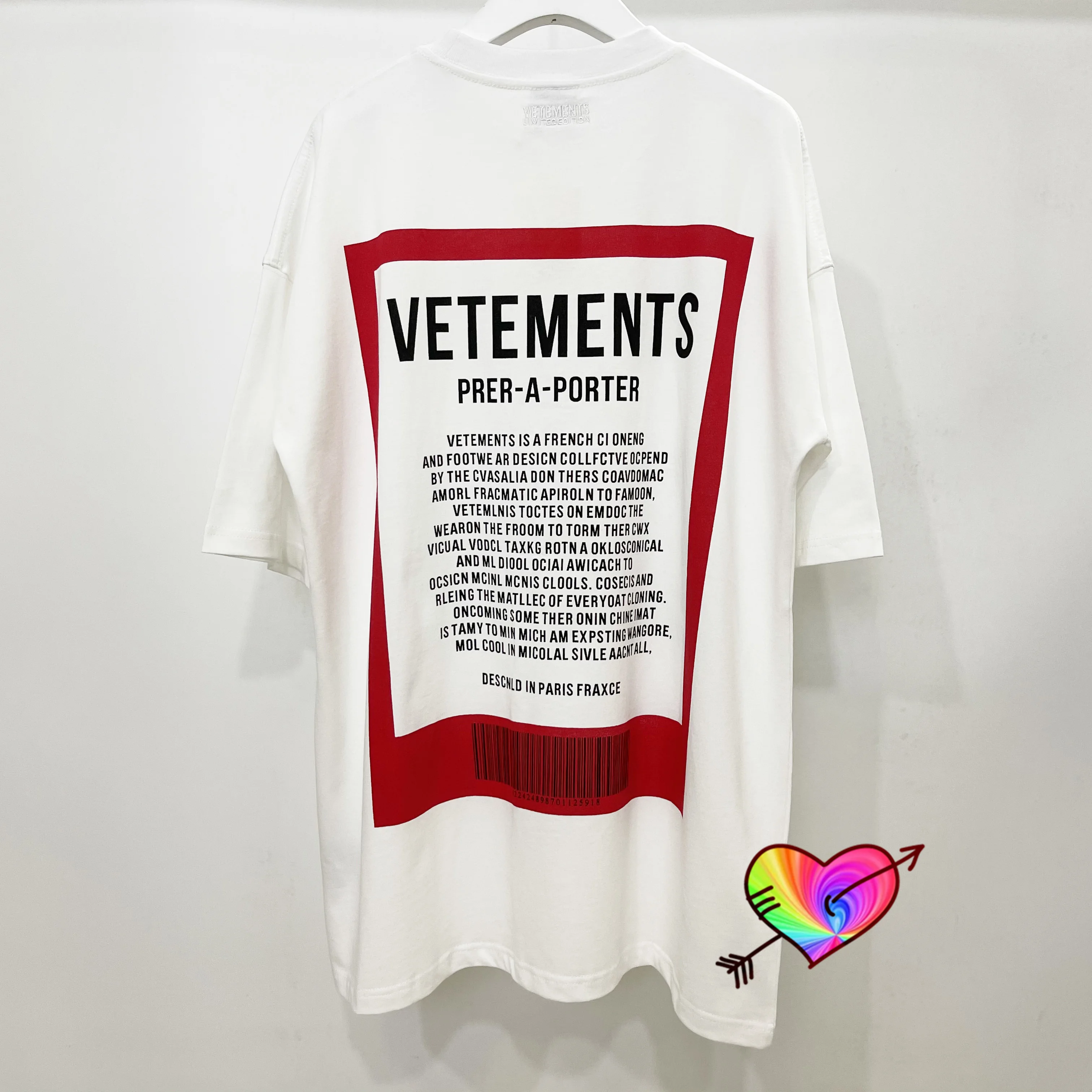 

Thick Fabric VETEMENTS T-shirt Men Women Oversized Back Collar Tonal Embroidered Letter Big Red Track Logo Vetements Tee Tops