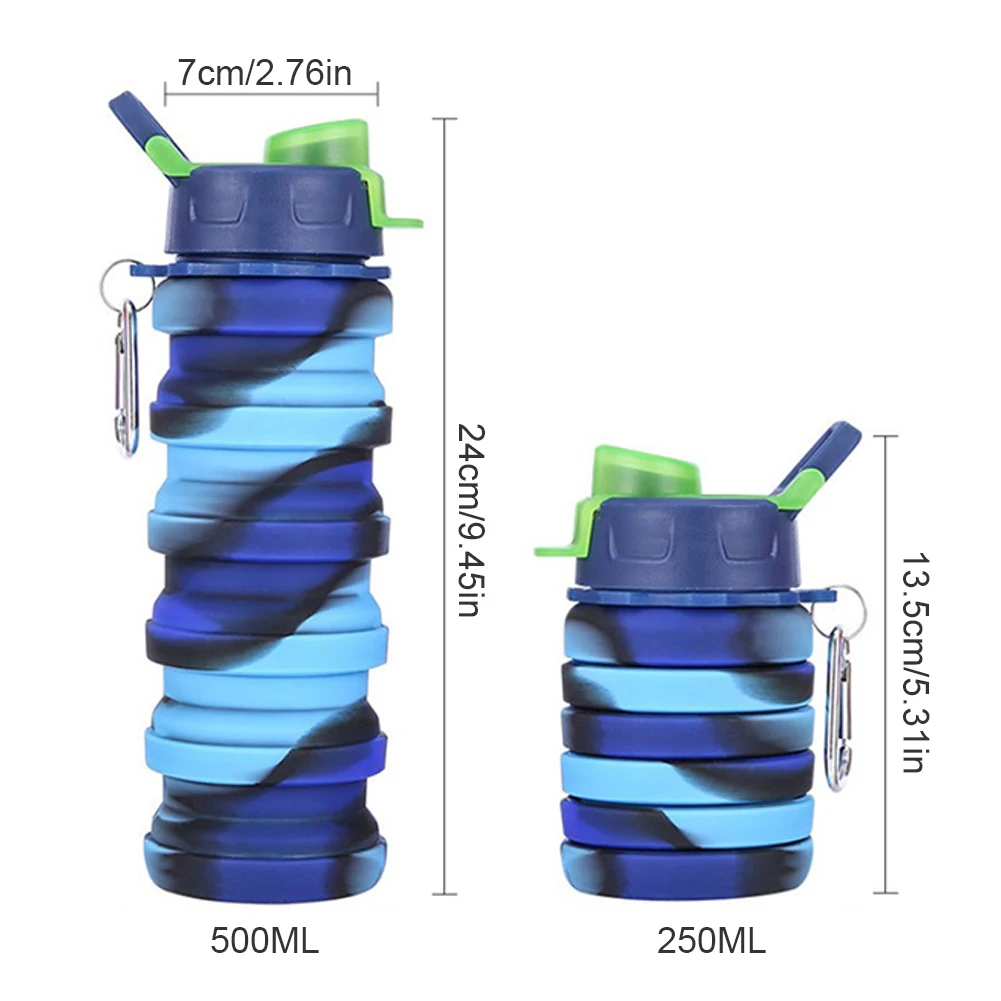 

Collapsible Water Bottle 500ml Reusable Foldable Folding Lightweight Compact For Camping Backpacking Hiking Climbing Bottles