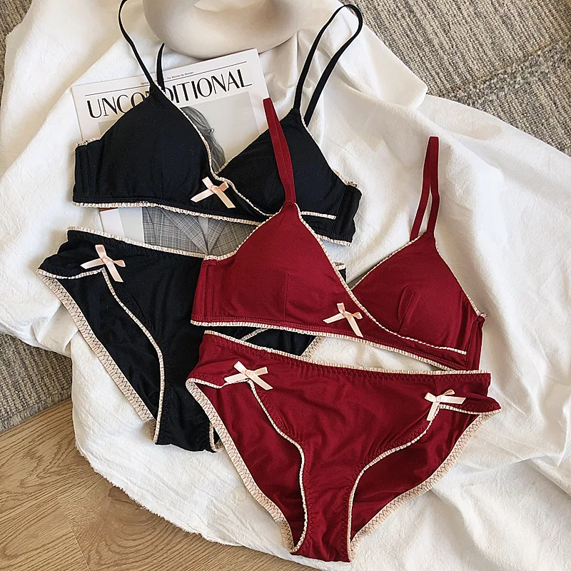 Японское нижнее белье хлопковый комплект с тонкой чашкой и подушечкой Модный