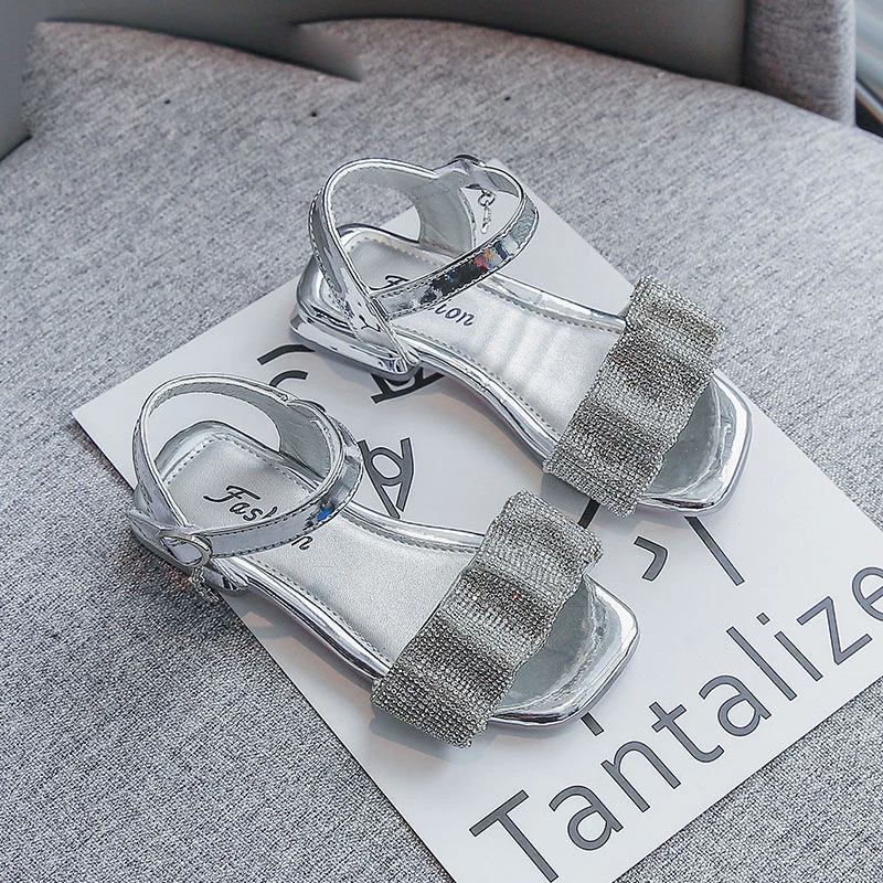 

3-12 Year Old Fashion Rhinestone Kids Summer Sandals For Little Girls 2021 New Princess Beach Shoes Children Wedges Sandals