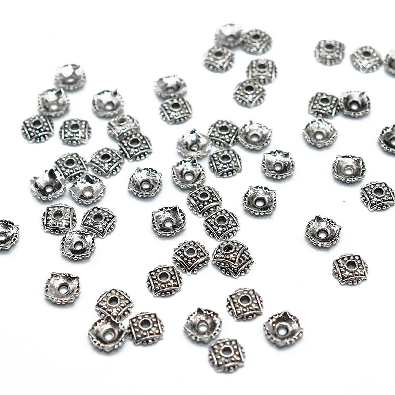 

8MM 200pcs Zinc Alloy End Caps For DIY Jewelry Making accessories Bead Caps Tibetan Silver Plated Flower Spacer Beads Charms