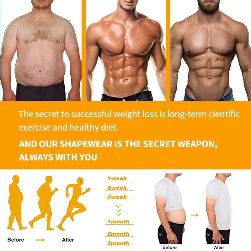 

Compression Shirts for Men Shapewear Vest Slimming Body Shaper Waist Trainer Abs Abdomen Workout Tank Top Undershirt