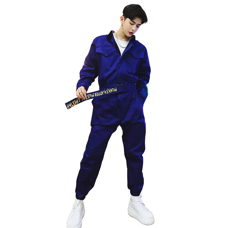 

Spring autumn men fashion multi pockets jumpsuit street hip hop punk overalls mens vintage casual trousers korean cargo pants