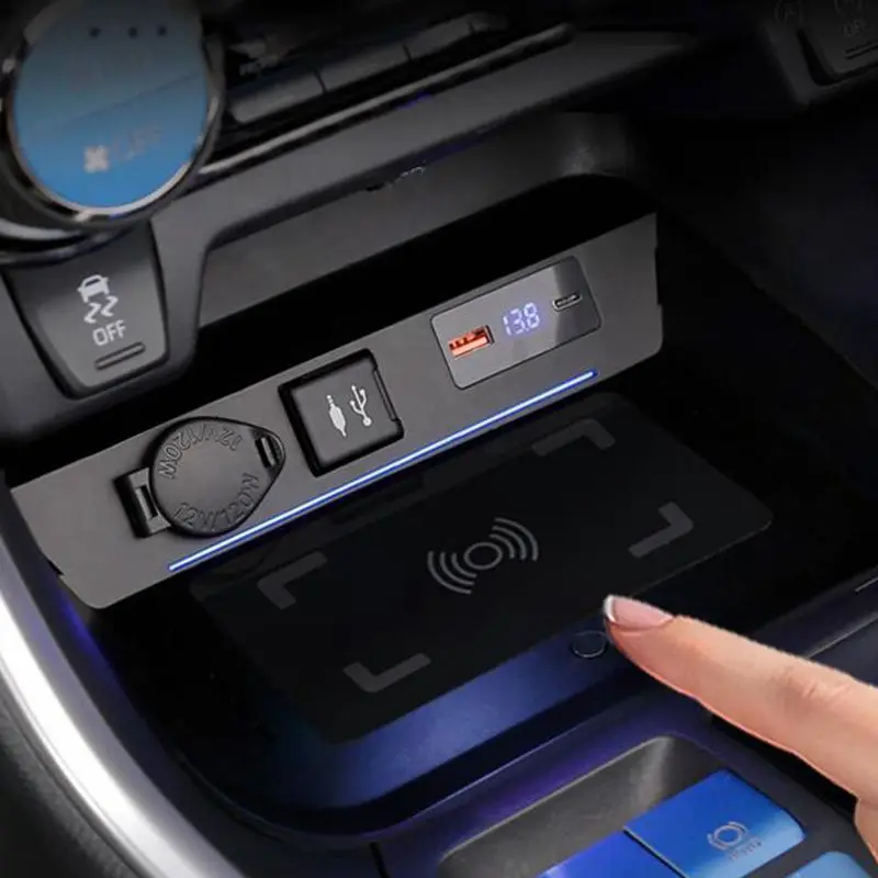 15w car qi wireless charger for rav4 xa50 2019 2020 2021 charging plate wireless phone charger accessories free global shipping