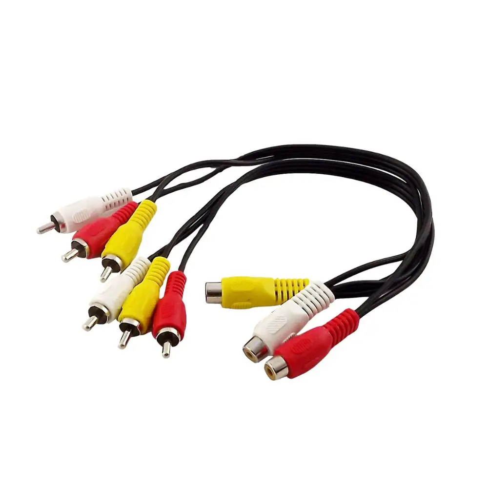 

20x 3RCA Female Jack to 6RCA Male Plug Female to Male Y Splitter Audio Video AV Adapter Connector Cable 30cm/1ft