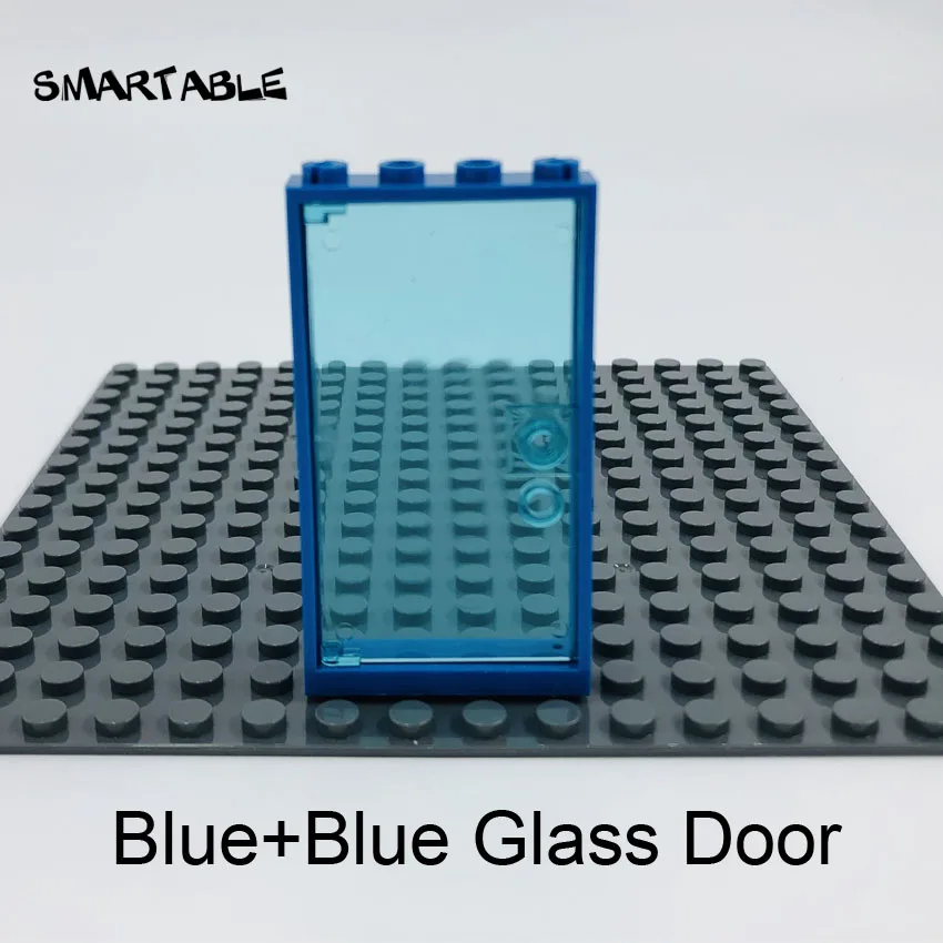 Blue with Blue Door Умная оконная дверная рама 1x4x6 строительные блоки MOC части со стеклянными игрушками для детей дом совместим все бренды город 20 шт./лот - Цвет: Blue with Blue Door